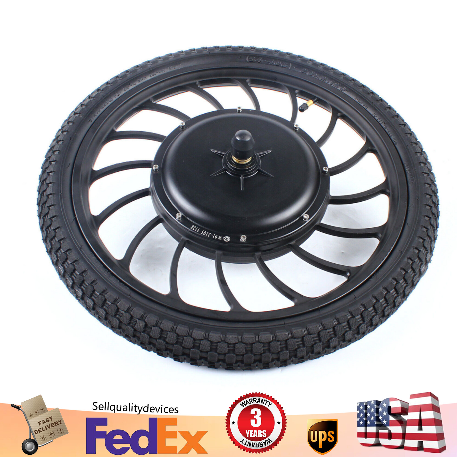 20″ Front Wheel Electric Bicycle Conversion Kit Motor Hub E Bike 1000W 48V