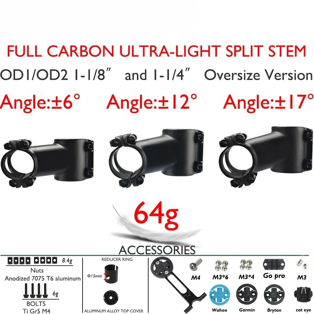 -6 Degrees Carbon Bicycle Riser 60-120mm Bike Computer Stem 28.6/31.8mm