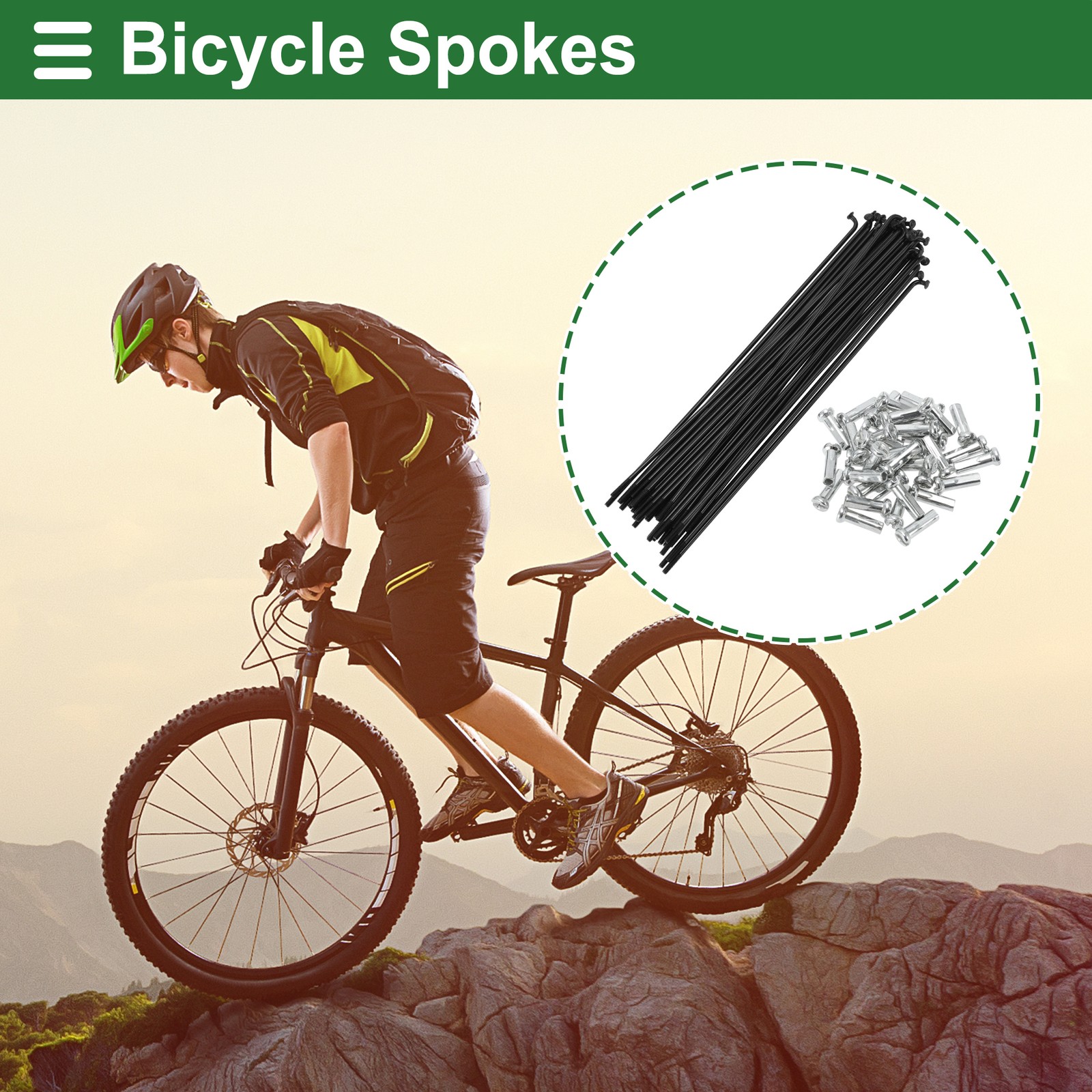 1 Set 14G 159mm Length Bicycle Spokes Nipple Carbon Steel Black Universal