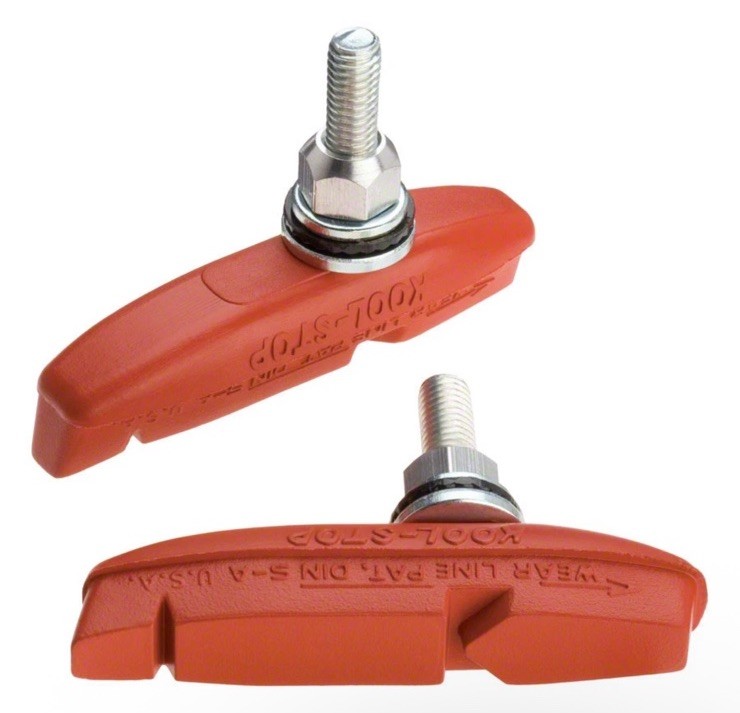 KOOL STOP EAGLE CLAW II 2 CANTILEVER BRAKE PADS THREADED POST SALMON COMPOUND