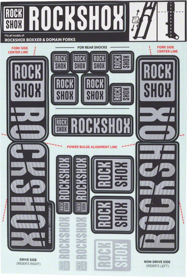 RockShox Fork Decal Kit – 35mm Dual Crown, Gray