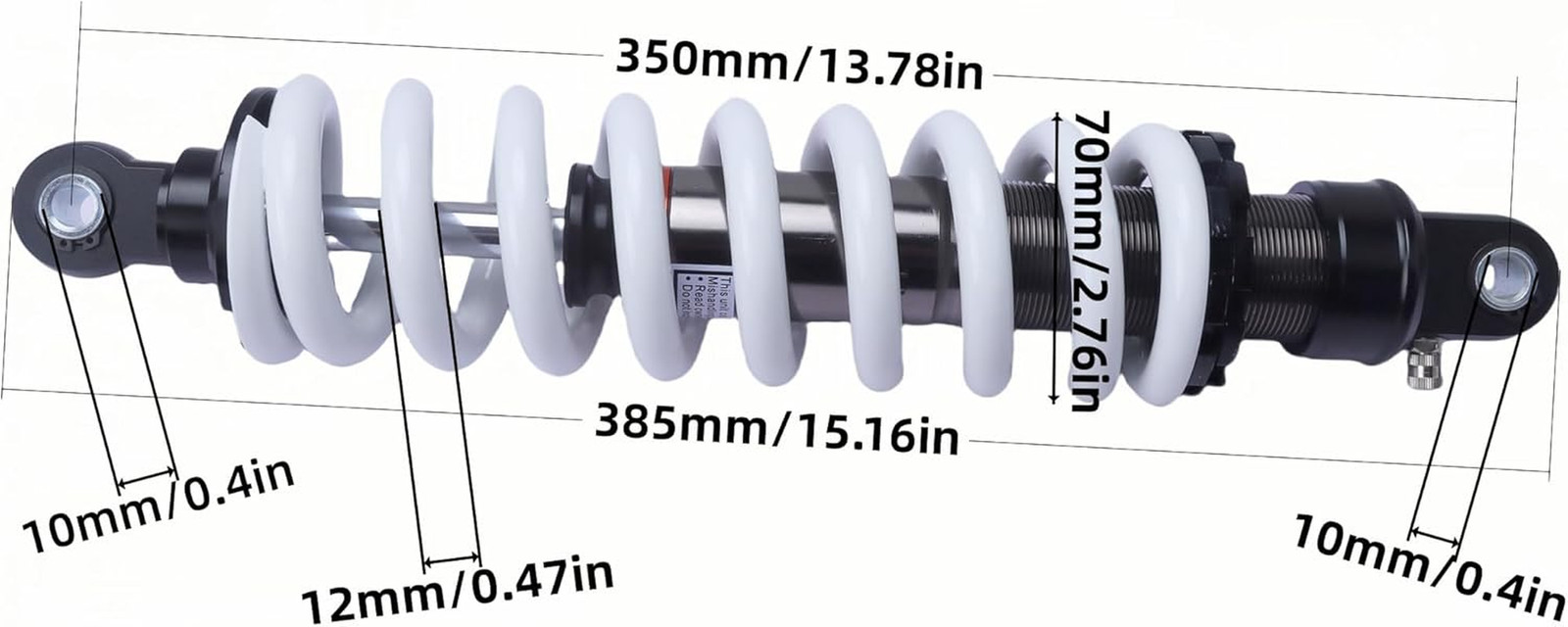 350mm 13.8“ Rear Shock Absorber 12mm Heavy-Duty Spring Max Load 800lbs for Dirt
