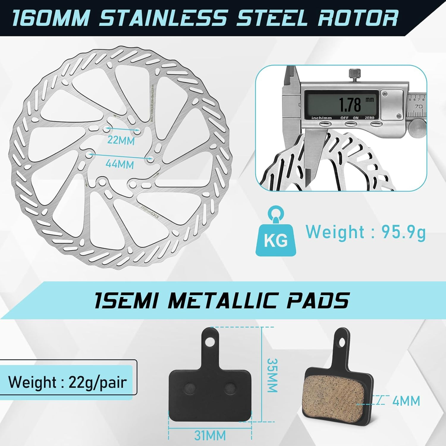 Mountain Bike Disc Brake Kit with Aluminum Levers and 160mm Rotor