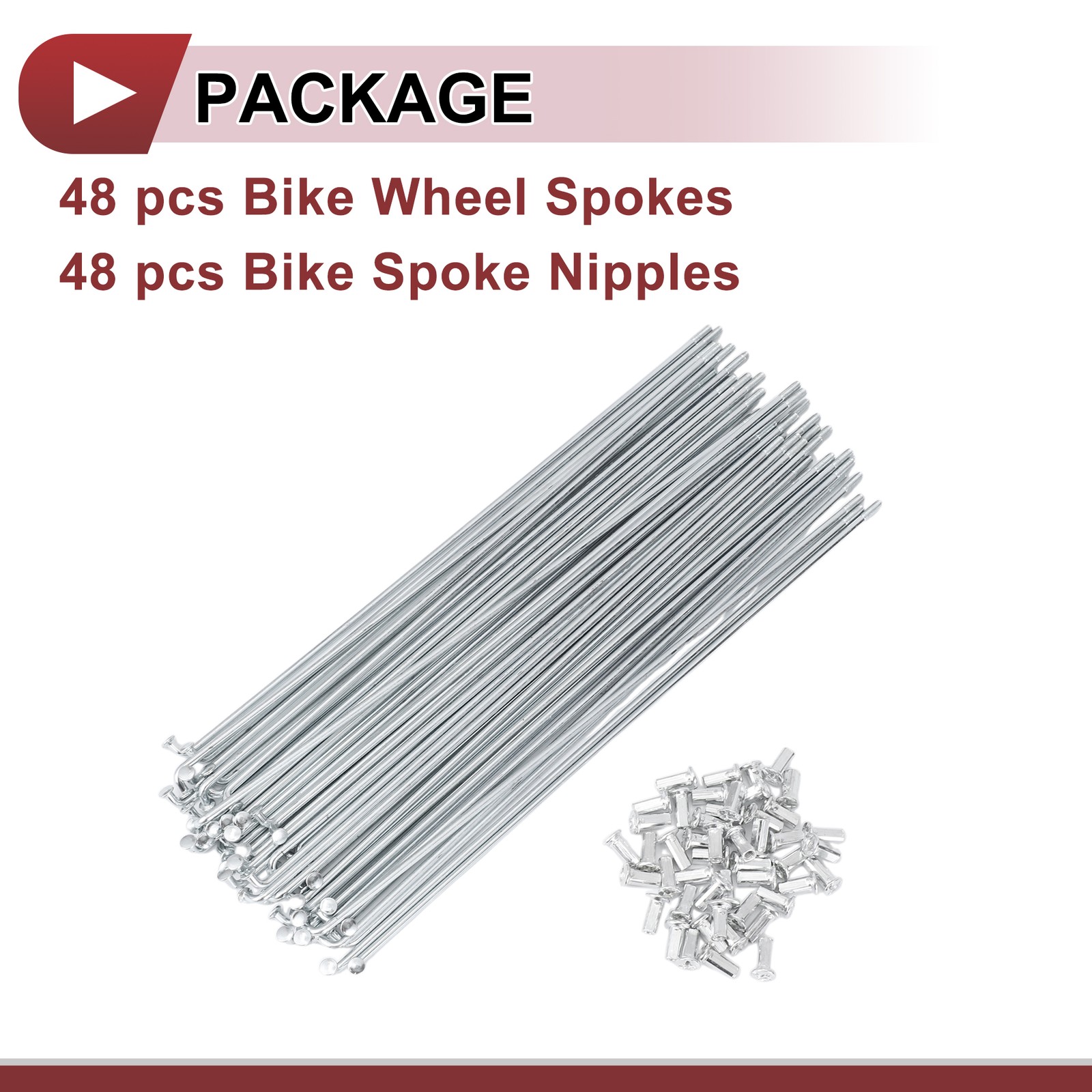 48 Set 10G Bicycle Spokes 255mm Bike Wheel Spokes Carbon Steel Galvanized