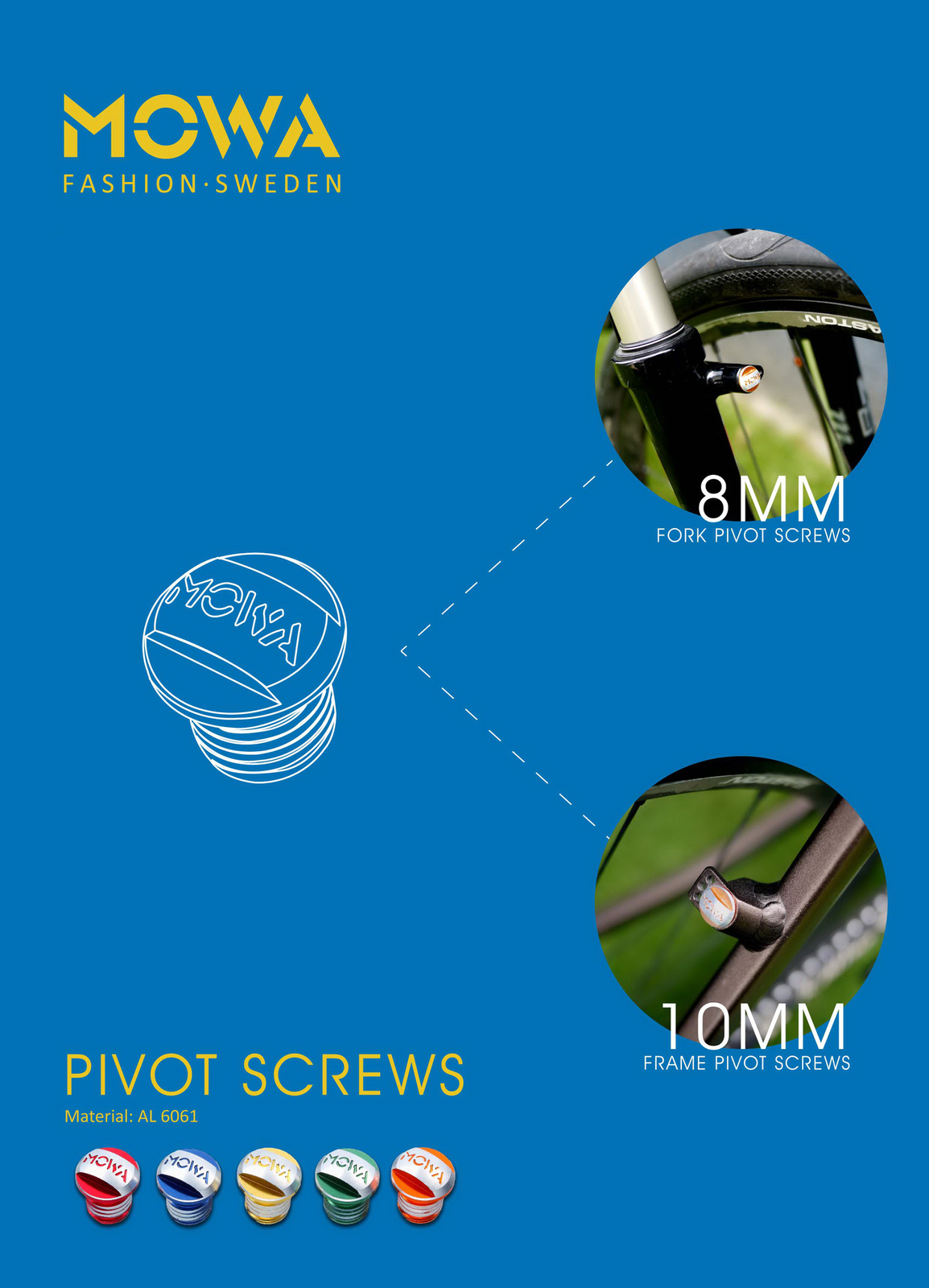 Mowa Road MTB eBike City Bike Pivot Bolts 2PCS M8 For Fork Use