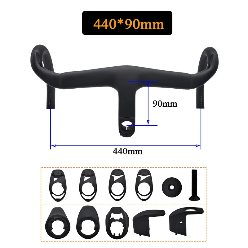 Carbon 380-440mm Internal Wiring Integrated Drop Bar 28.6mm with Bike spacer