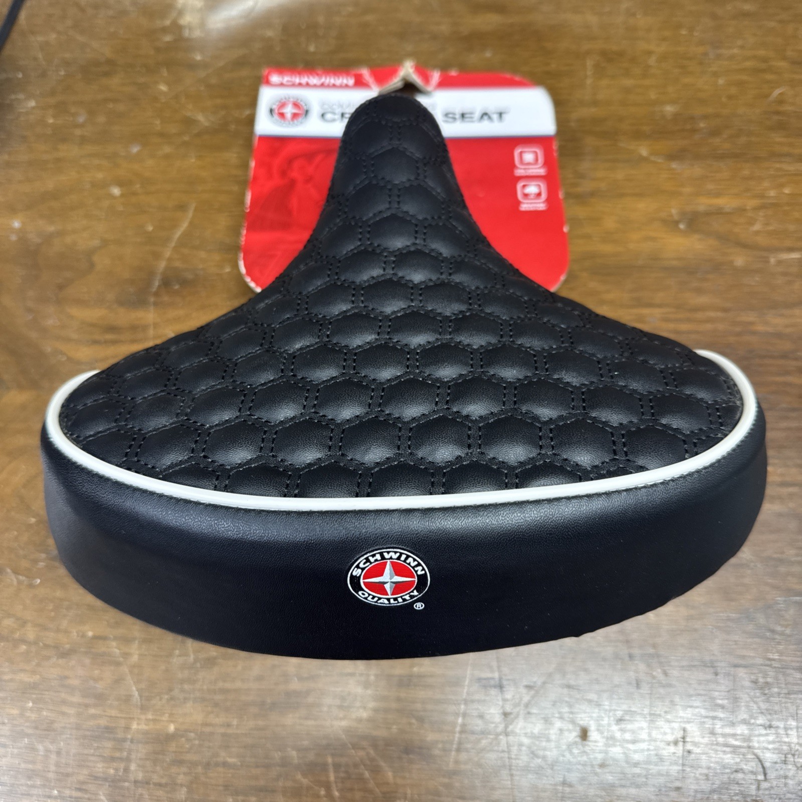Schwinn Cruiser Bike Saddle Seat Foam Black/White Universal Fit SW76107-2