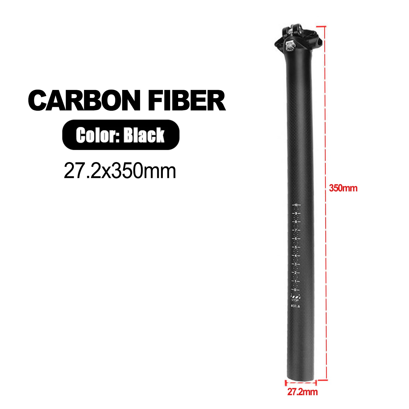 27.2/30.8/31.6mm Seatpost Carbon Fiber 350/400mm MTB Road Bike Seat Tube Clamp
