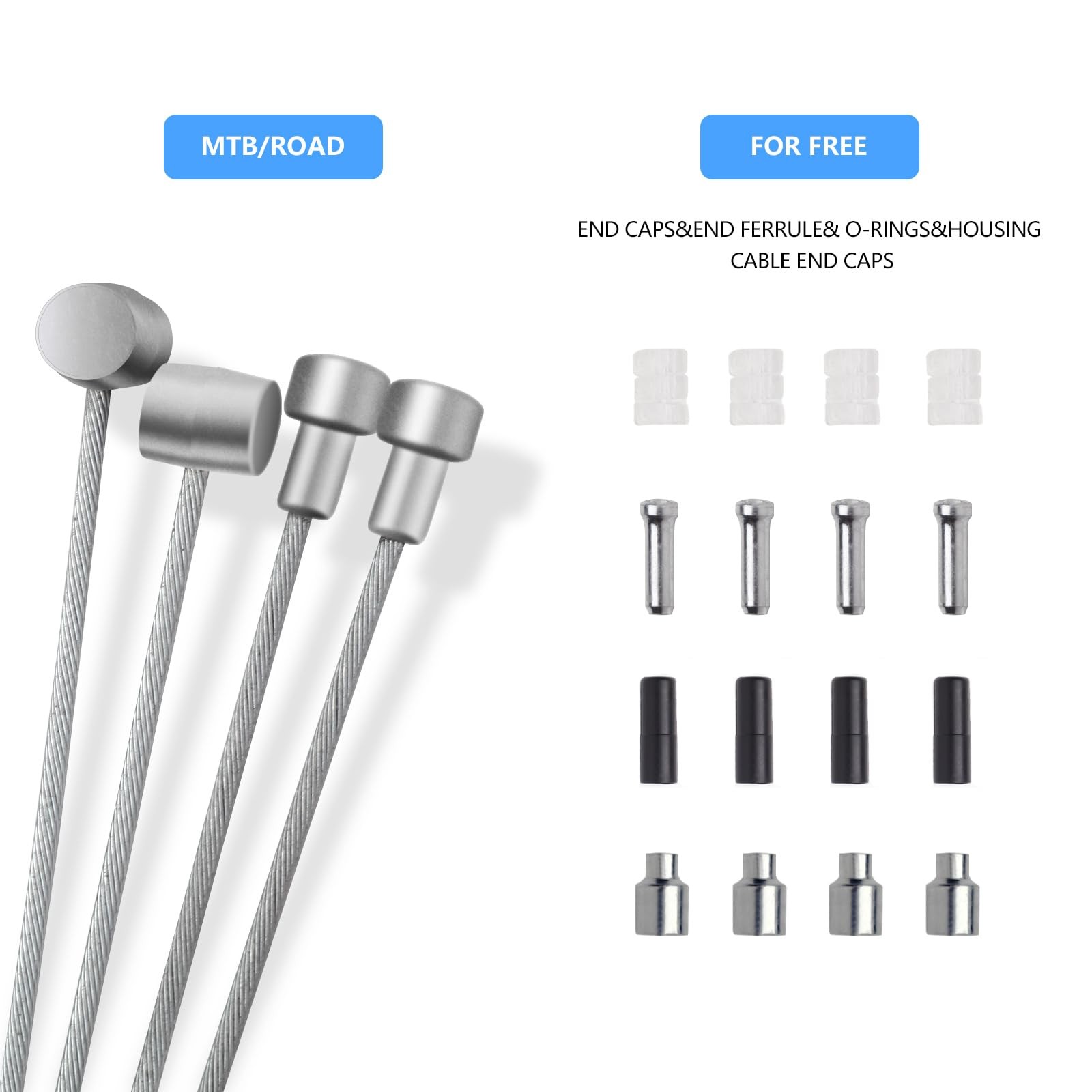 4pc Universal Bike Brake Cables 2M Stainless Steel MTB Road Cycling