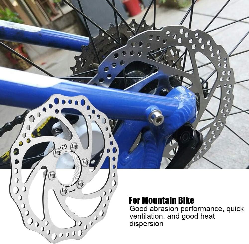 160mm MTB Bicycle Brake Rotor – Stainless Steel Disc with 6-Bolt Hub Adapter