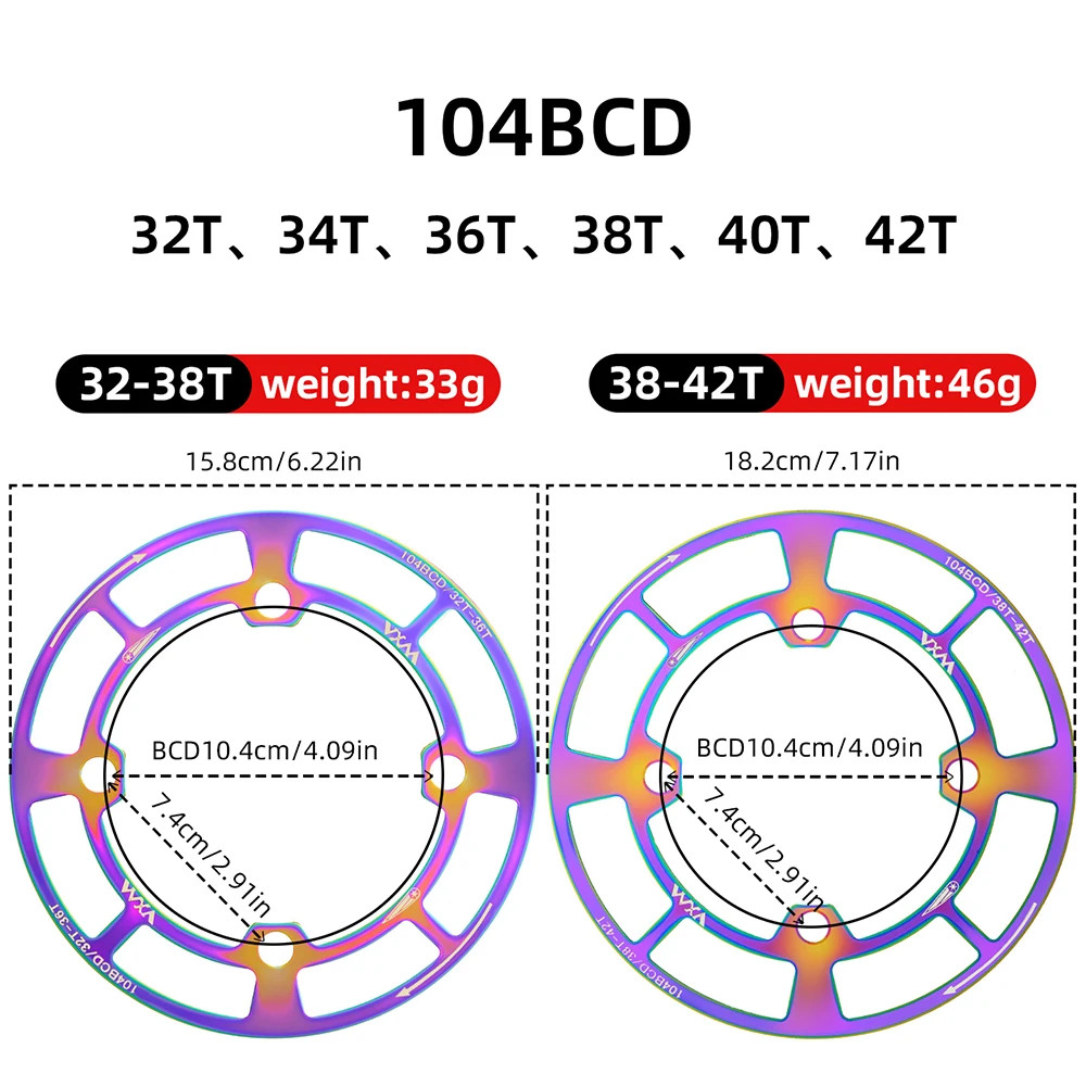 104BCD Bike Chainring Guard 32-42T Aluminum MTB Chainwheel Protector Cover