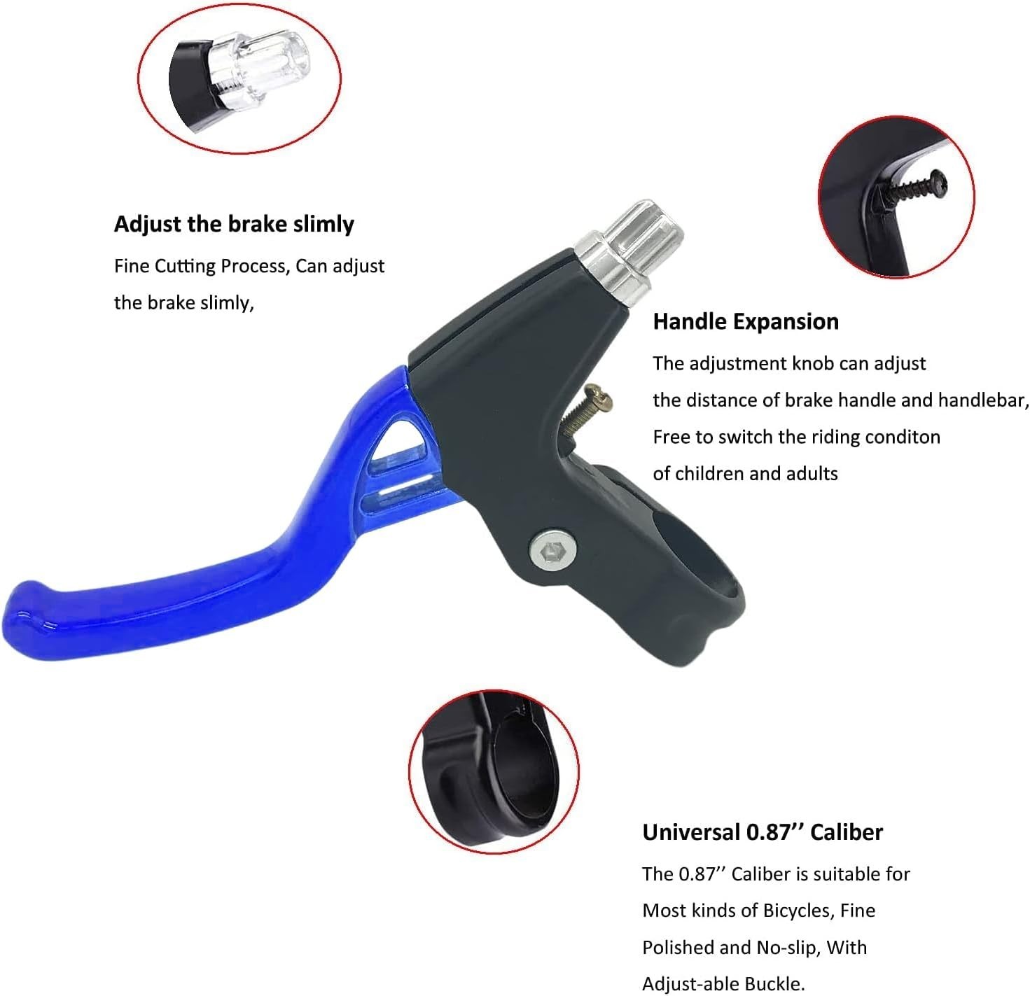 Upgraded Aluminum Alloy 4-Finger Brake Handles for Ultimate Bike Control – Blue