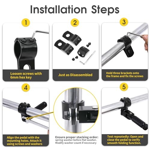 M8 Motorcycle Foot Rests Fit 1.22-1.29in Motorbike Brackets Foldable Foot Black