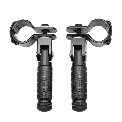 M8 Motorcycle Foot Rests Fit 1.22-1.29in Motorbike Brackets Foldable Foot Black