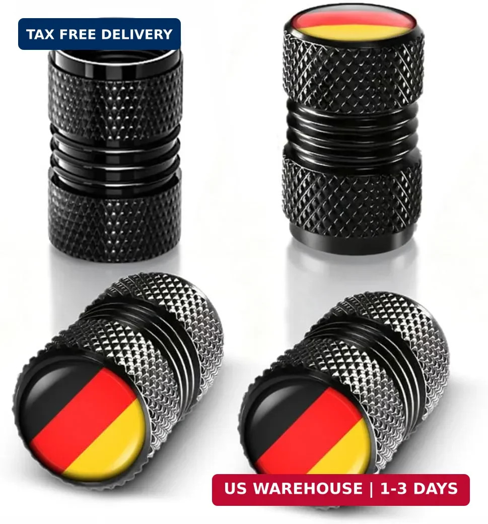 Germany Flag 4 Pack Aluminum Tire Valve Stem Caps for Cars Trucks Bikes Motorcyc