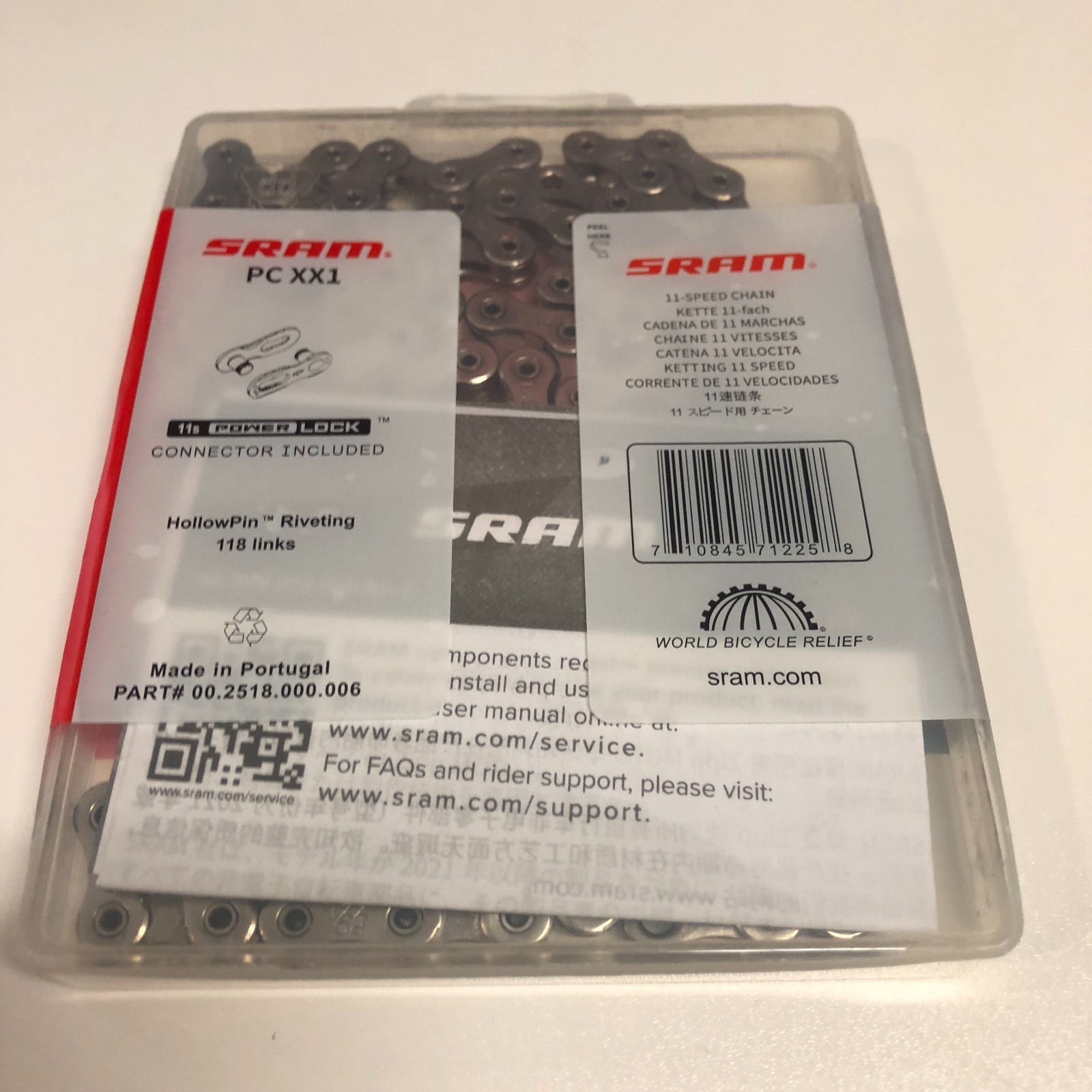 SRAM PC XX1 Hollow Pin Chains 11 Speed Silver 118 Link Power Lock MTB Bike Chain