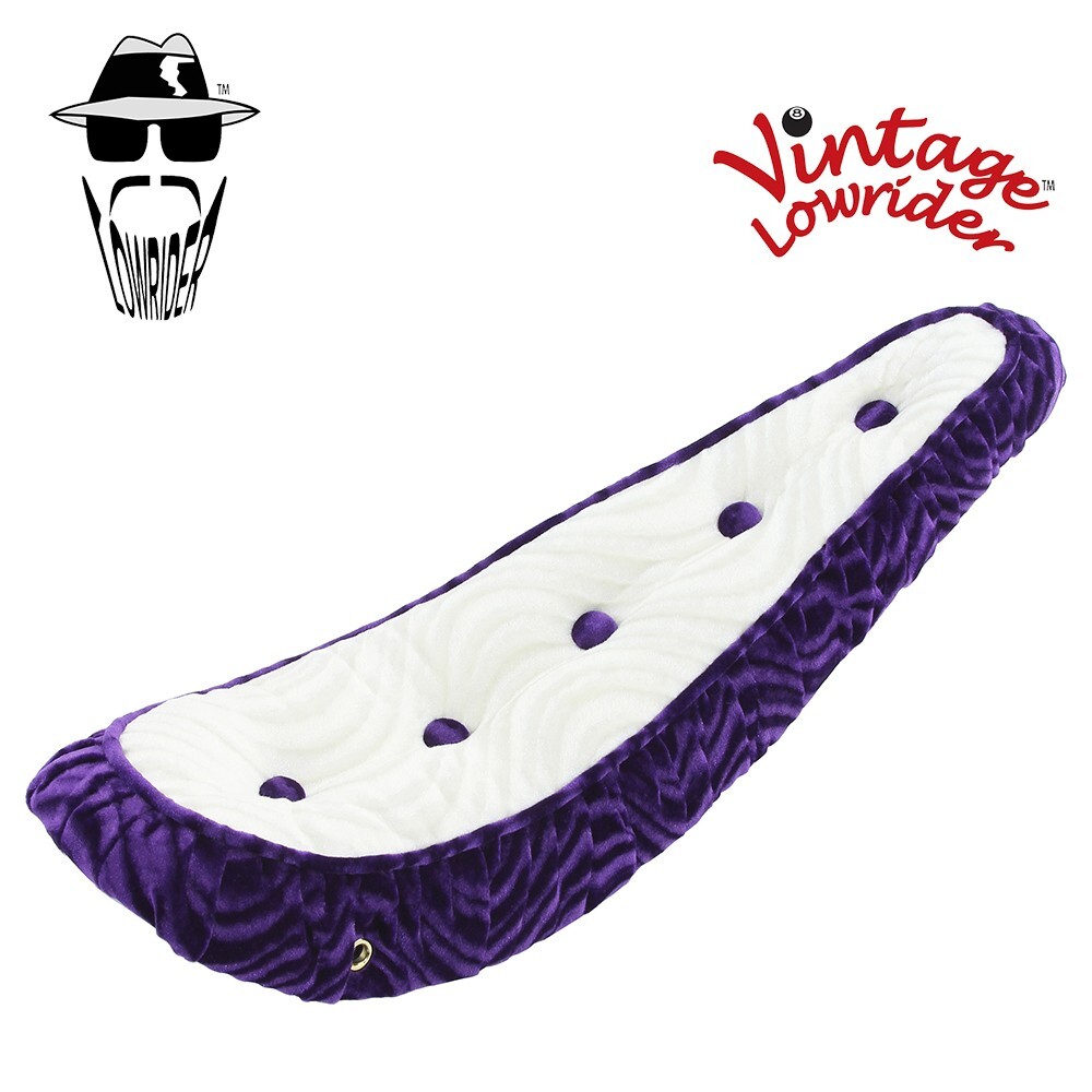 F&R Original Lowrider 20″ Bicycle 5Button Polo Velour Banana Saddle Purple White