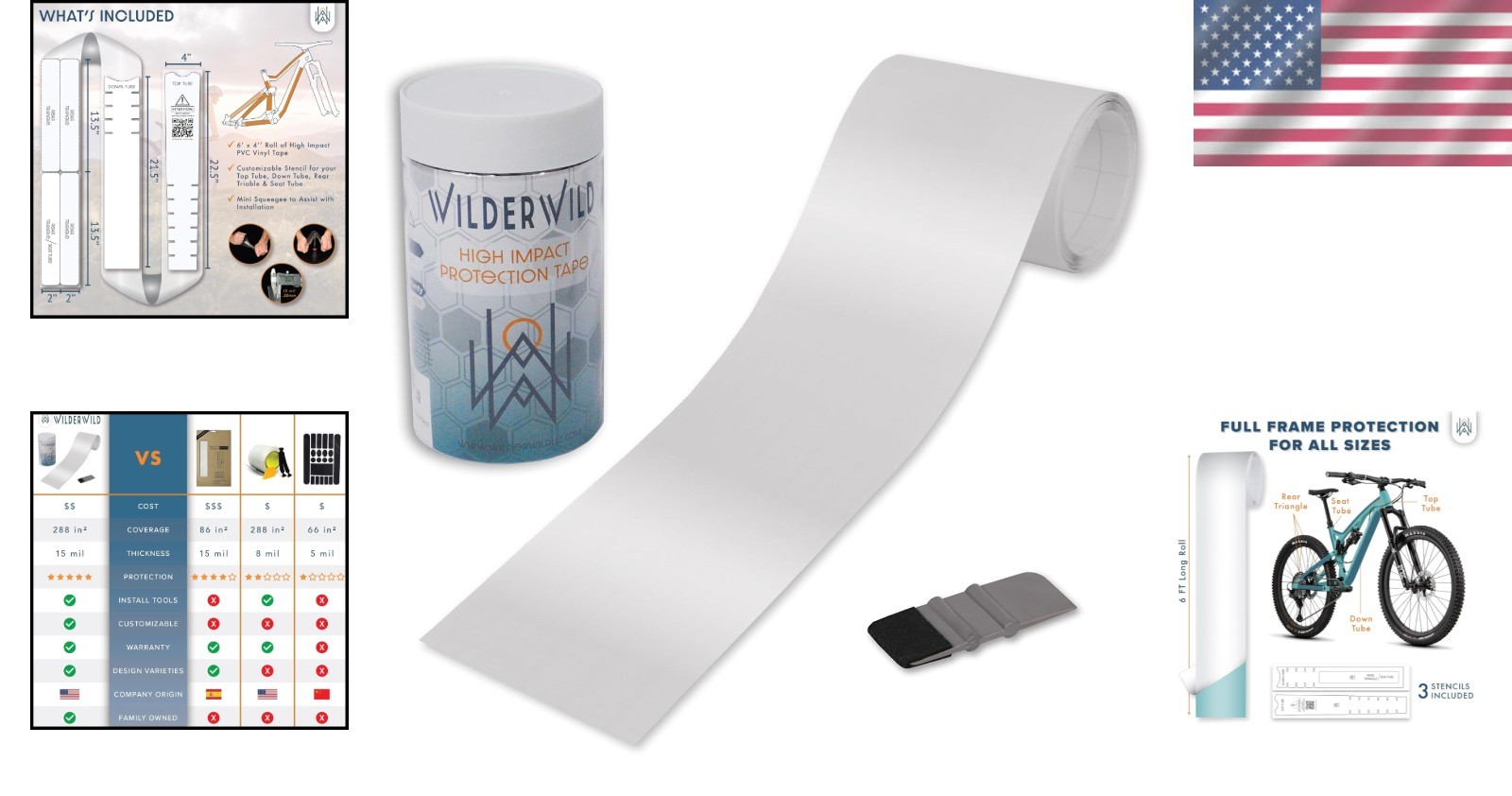 Bike Frame Protection Tape- High Impact Clear Vinyl Wrap Includes Tool 4”x72 …