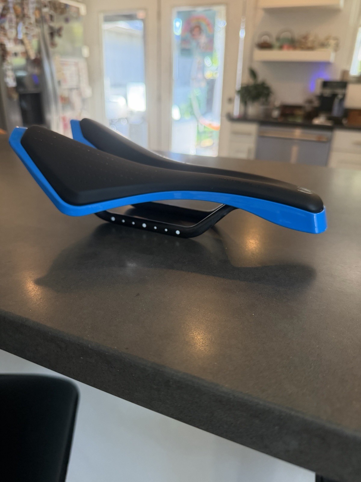 Union Sport Moselle RDSL Saddle – Carbon Rails 142mm Black with Blue Trim