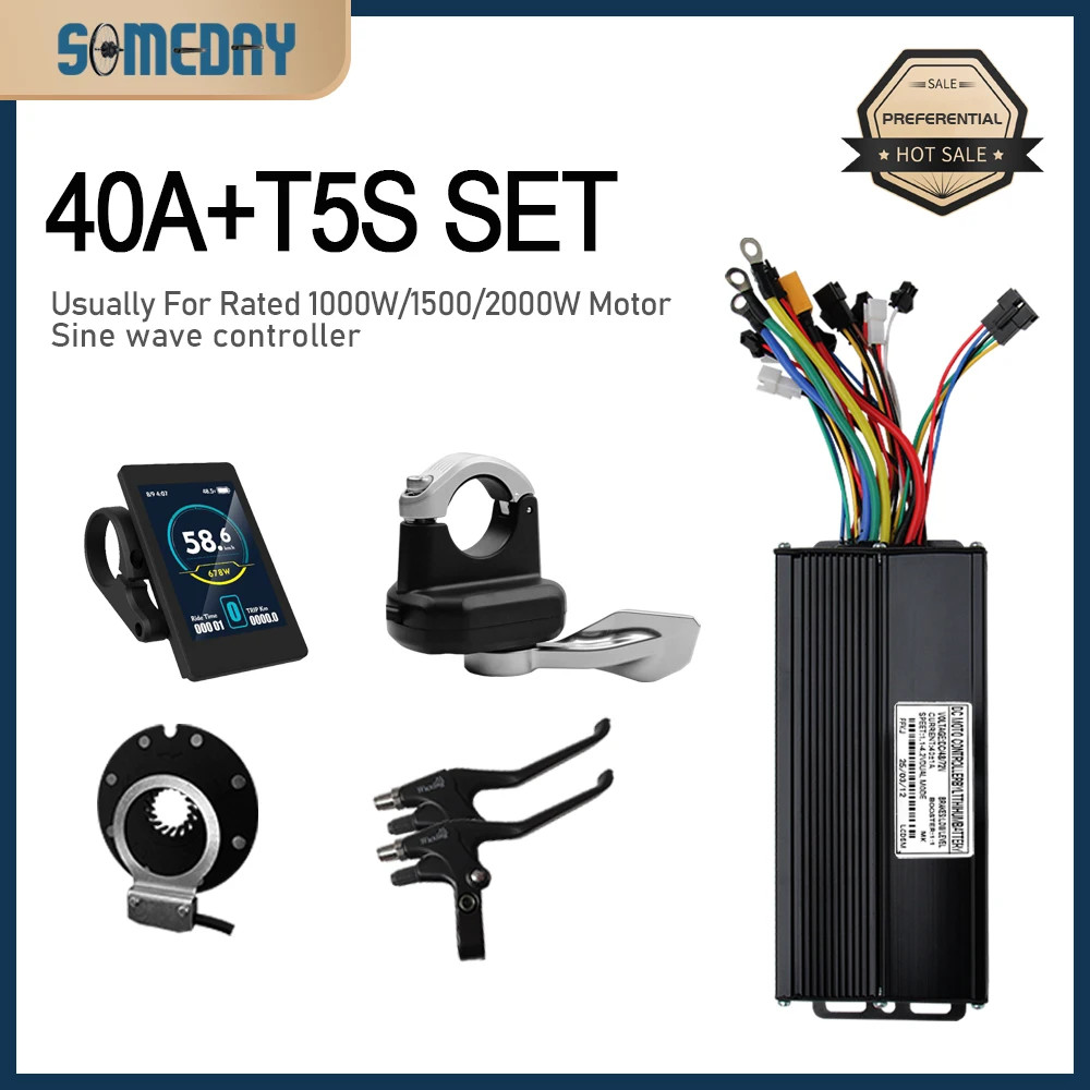 Ebike 48V/72V 40A 3 Mode Sinewave Controller with Display for 1000W-3000W Motor