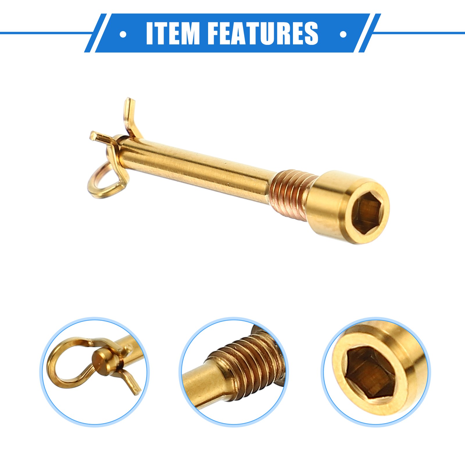 2 Pcs Bike Brake Caliper Bolt Screws M4x0.7 for Mountain Bicycle Gold Tone
