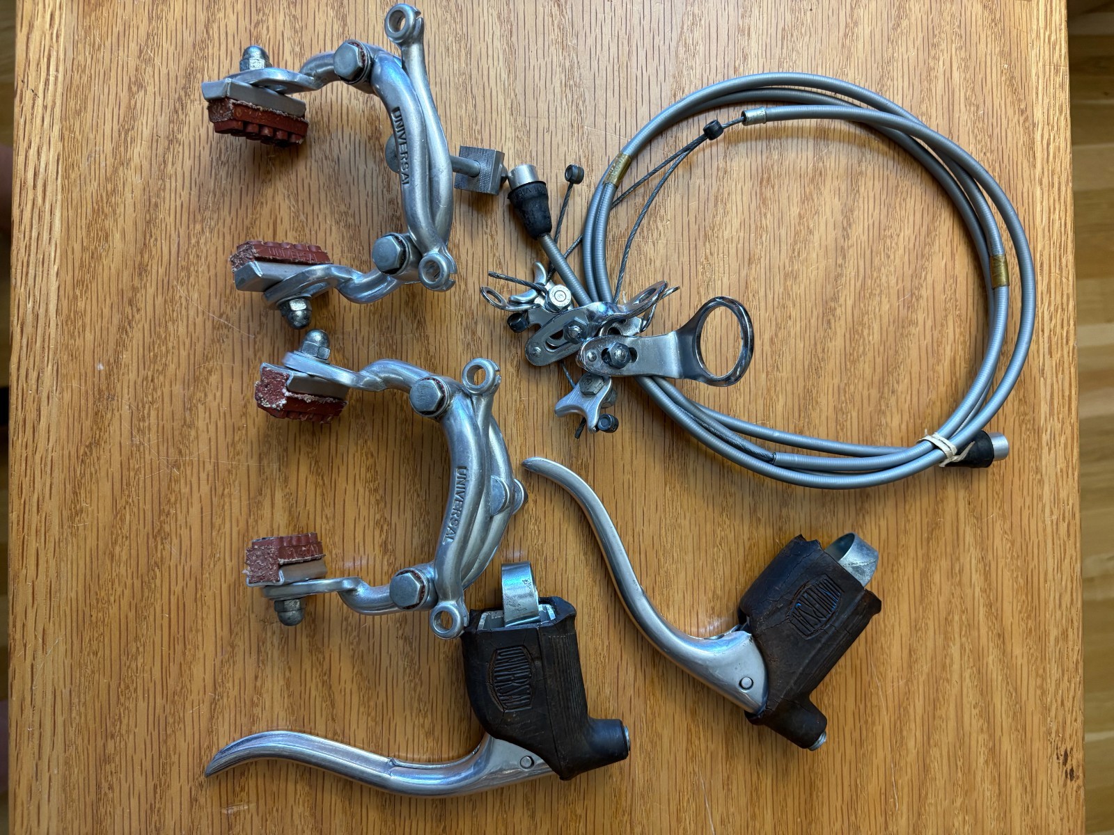 Universal center pull brakes with cables and levers, 1970