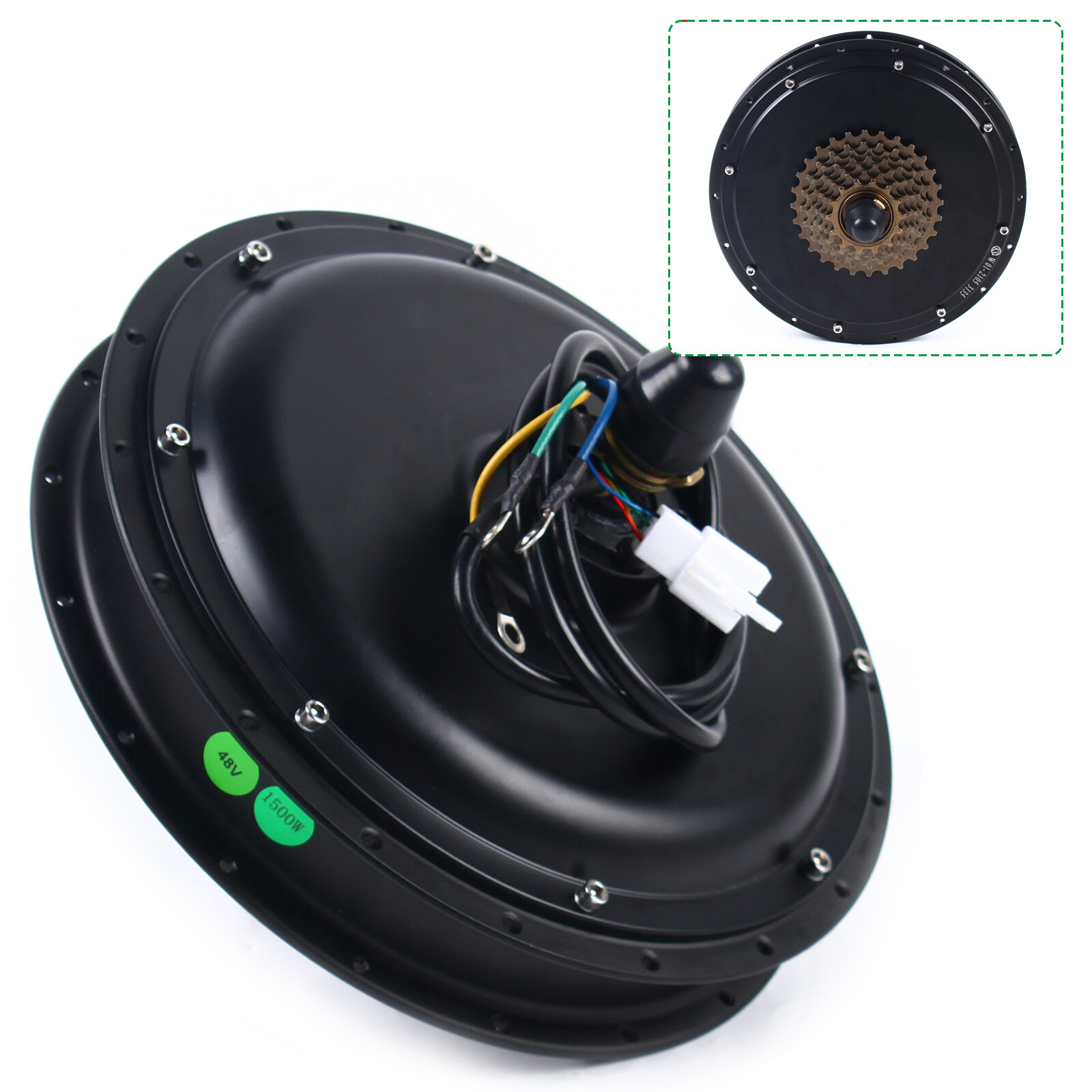 48V 1500W Threaded Rear Wheel Brushless Gearless Hub Motor for E-bike