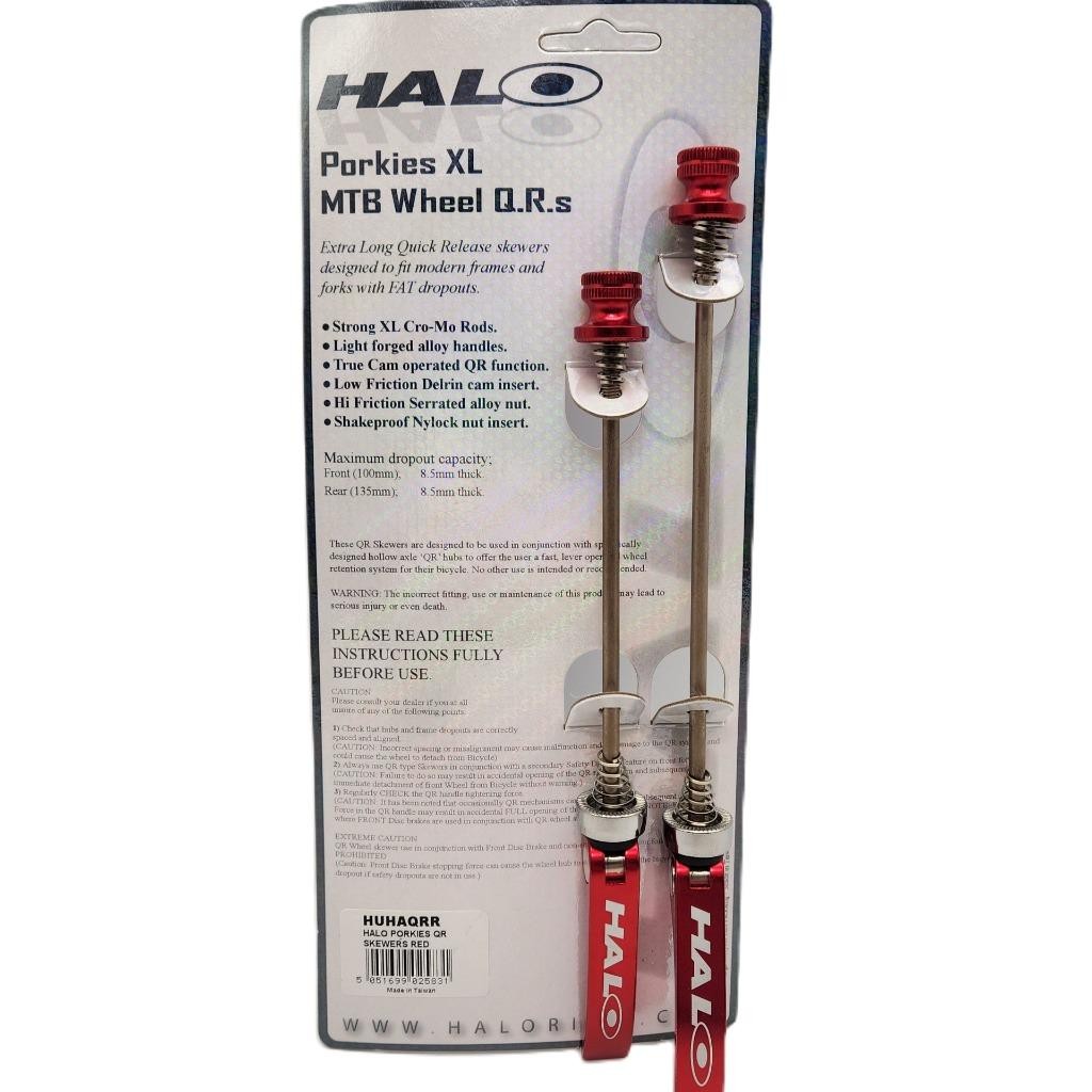 Halo Porkies XL MTB Wheel QR Set Bicycle Skewers 100mm & 135mm Quick-Release Red
