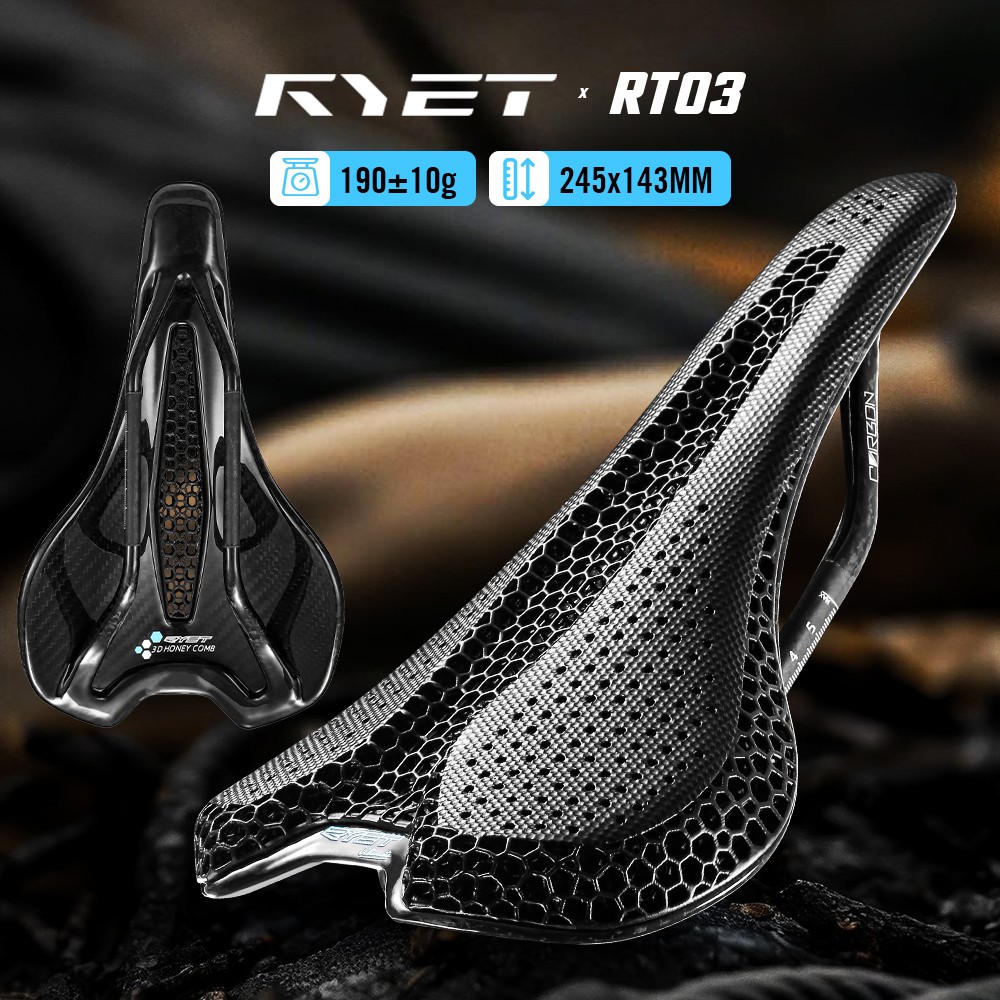 3D Printed Bike Road MTB Saddle Ultralight Full Carbon Fiber Rails Hollow Relief