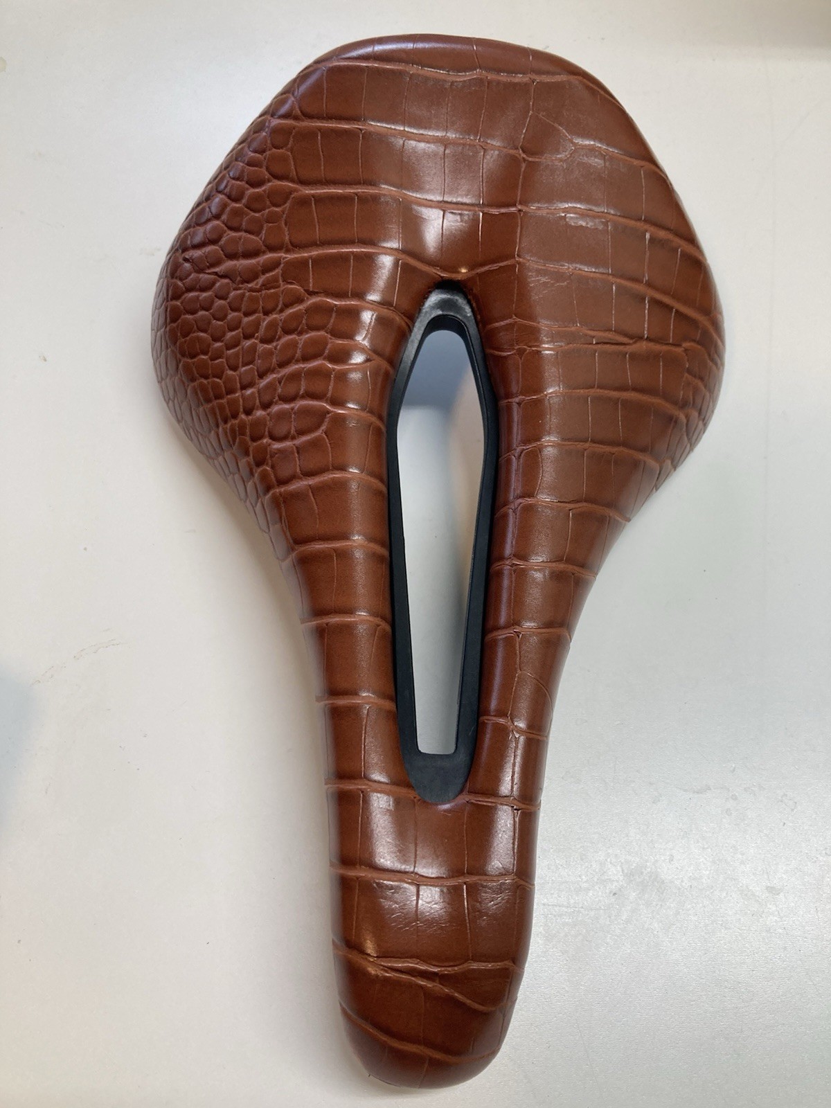 Brown leather saddle 160mm x 250mm road gravel mountain bike seat short power