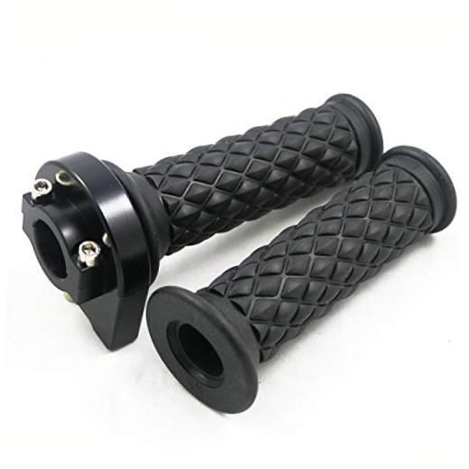 Yibid Motorcycle 7/8″ Handlebar Antiskid Rubber Hand Black + Throttle tube