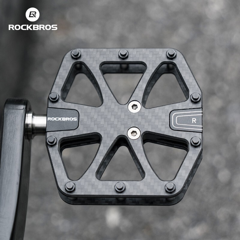 ROCKBROS Bicycle Carbon Pedal Titanium Axle Super Light 3Bearing Anti-Skid Pedal