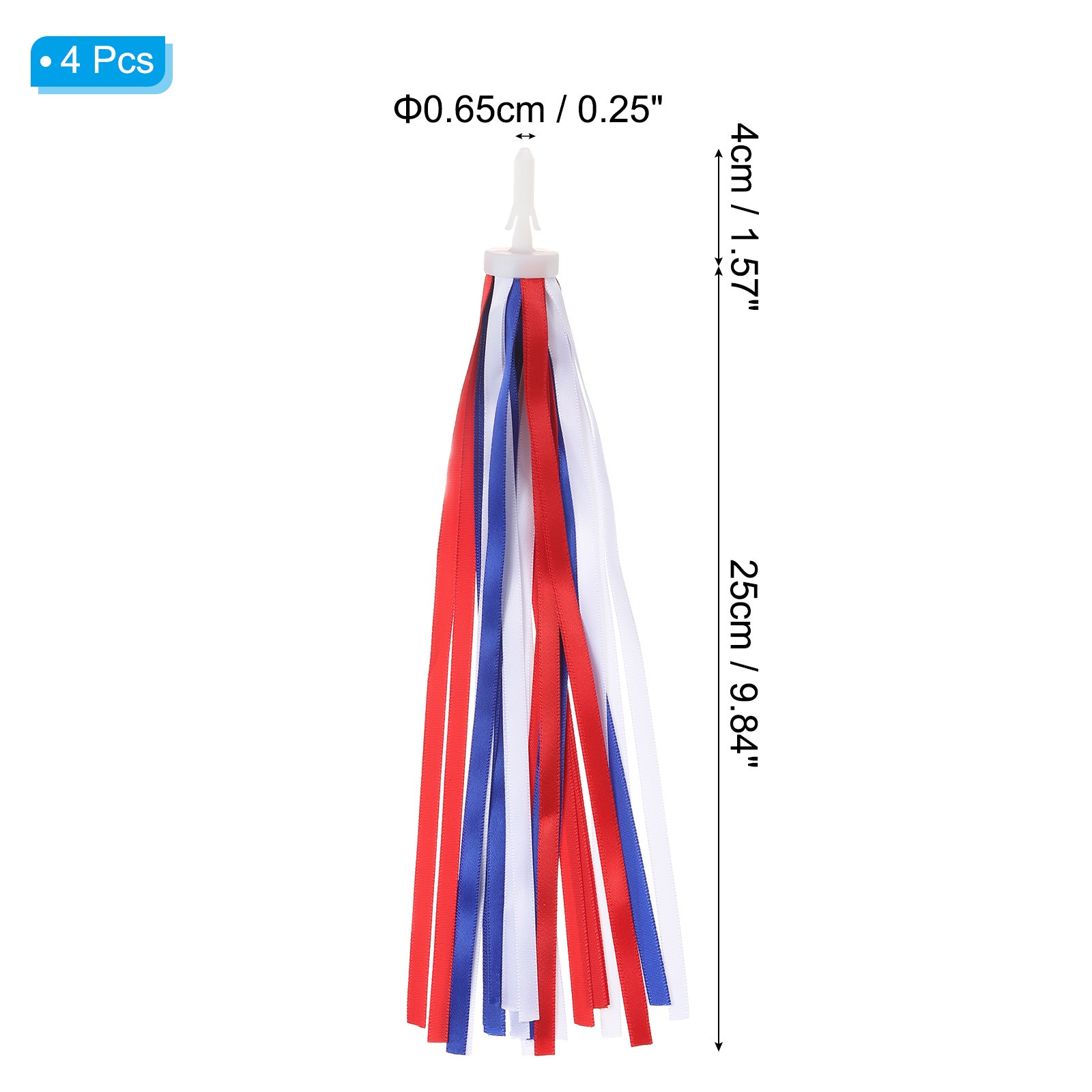 4Pcs Bike Streamers Scooter Handlebar Tassels Grip Ribbon White Red Blue