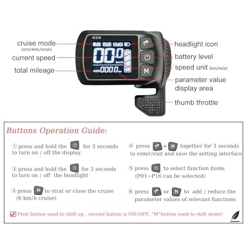 Ebike Brushless Motor Controller 500W 24V 36V 48V 25A LCD Display Kit with
