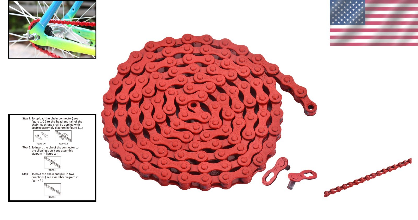 Bright Red 1/2 x 1/8 Inch Bicycle Chain for Single-Speed Bikes – High Strength