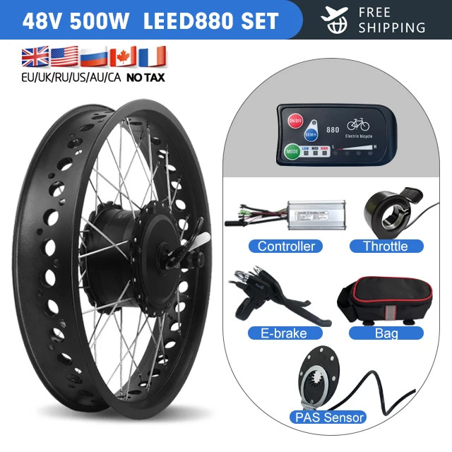 36V/48V 500W Ebike Conversion Kit Fat Tire 4.0 Tyre Front Wheel Hub Motor