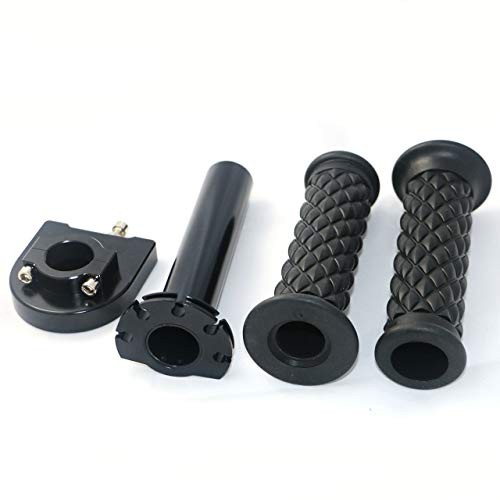 Yibid Motorcycle 7/8″ Handlebar Antiskid Rubber Hand Black + Throttle tube