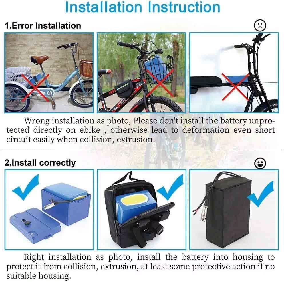 48V 52V 60V 72V 40Ah Li-Ion Ebike Battery for 0-5000W Motor E-Scooter Waterproof