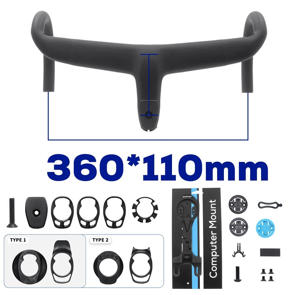Super Light Carbon Road Bike Integrated Handlebar with Mount 360mm Bike Parts