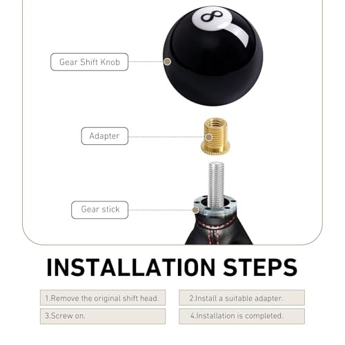 Shift Knob Manual Gear, Black 8 Ball Gear Shift Knob, Acrylic Gear Shifter