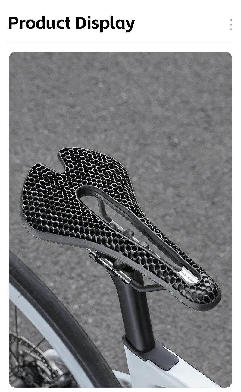 3D Honeycomb Bike Seat Cushion Soft Comfort Bicycle Saddle Wide Shock Absorbing
