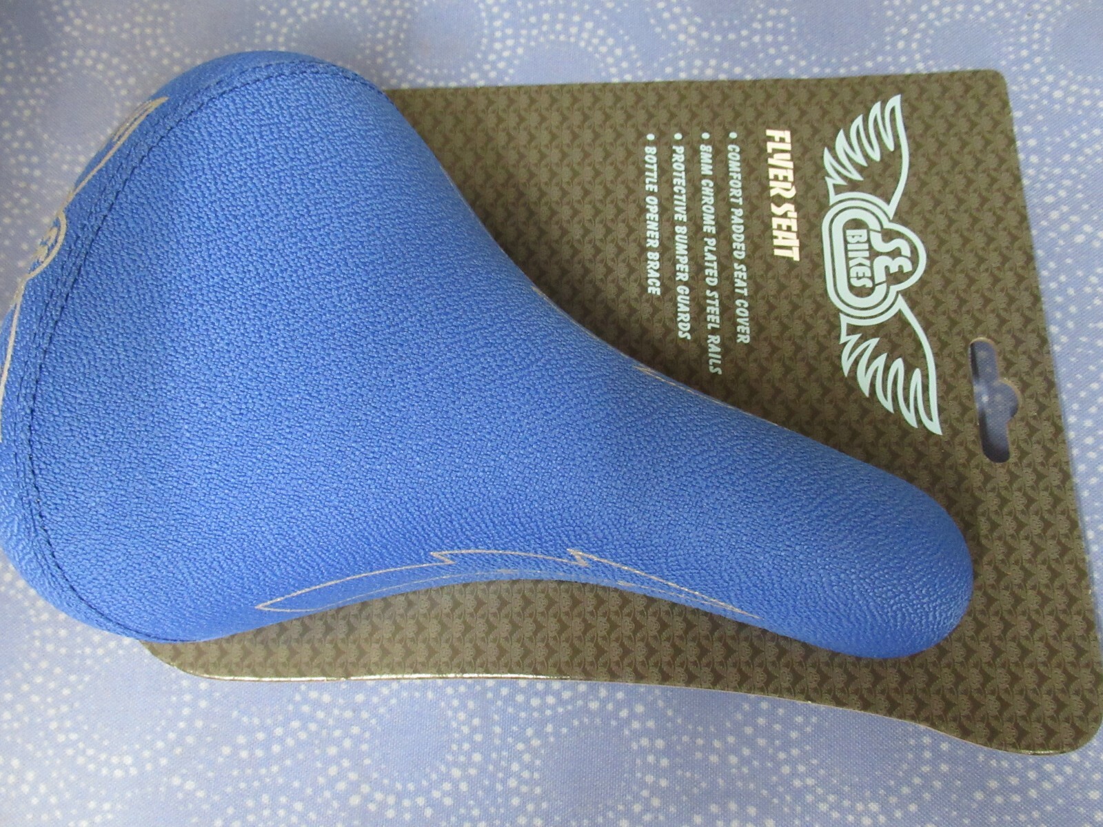 SE Racing Flyer Blue Railed Padded Saddle with Bottle Opener Brace For BMX -New