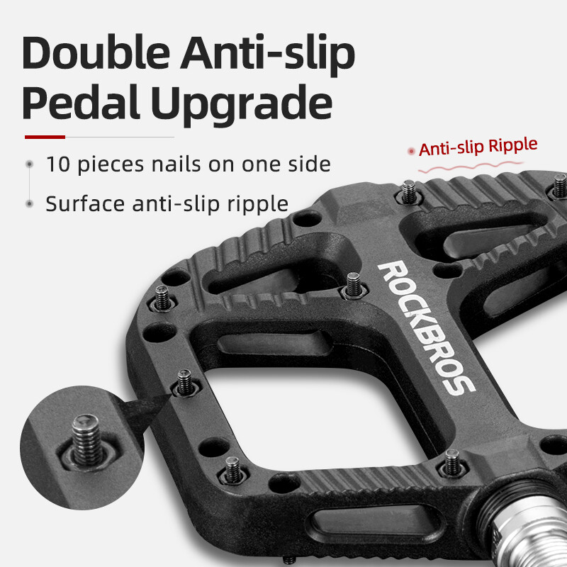 ROCKBROS MTB Road Bike Nylon Pedals Lightweight Widen 9/16″ DU Bearing Pedals
