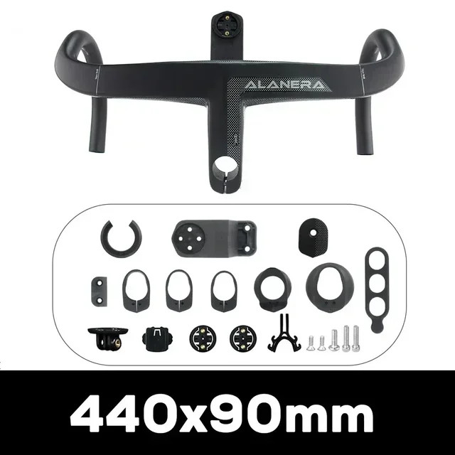 380-440mm Carbon Road Bike Internal Wiring Integrated Bar with Comput Holder