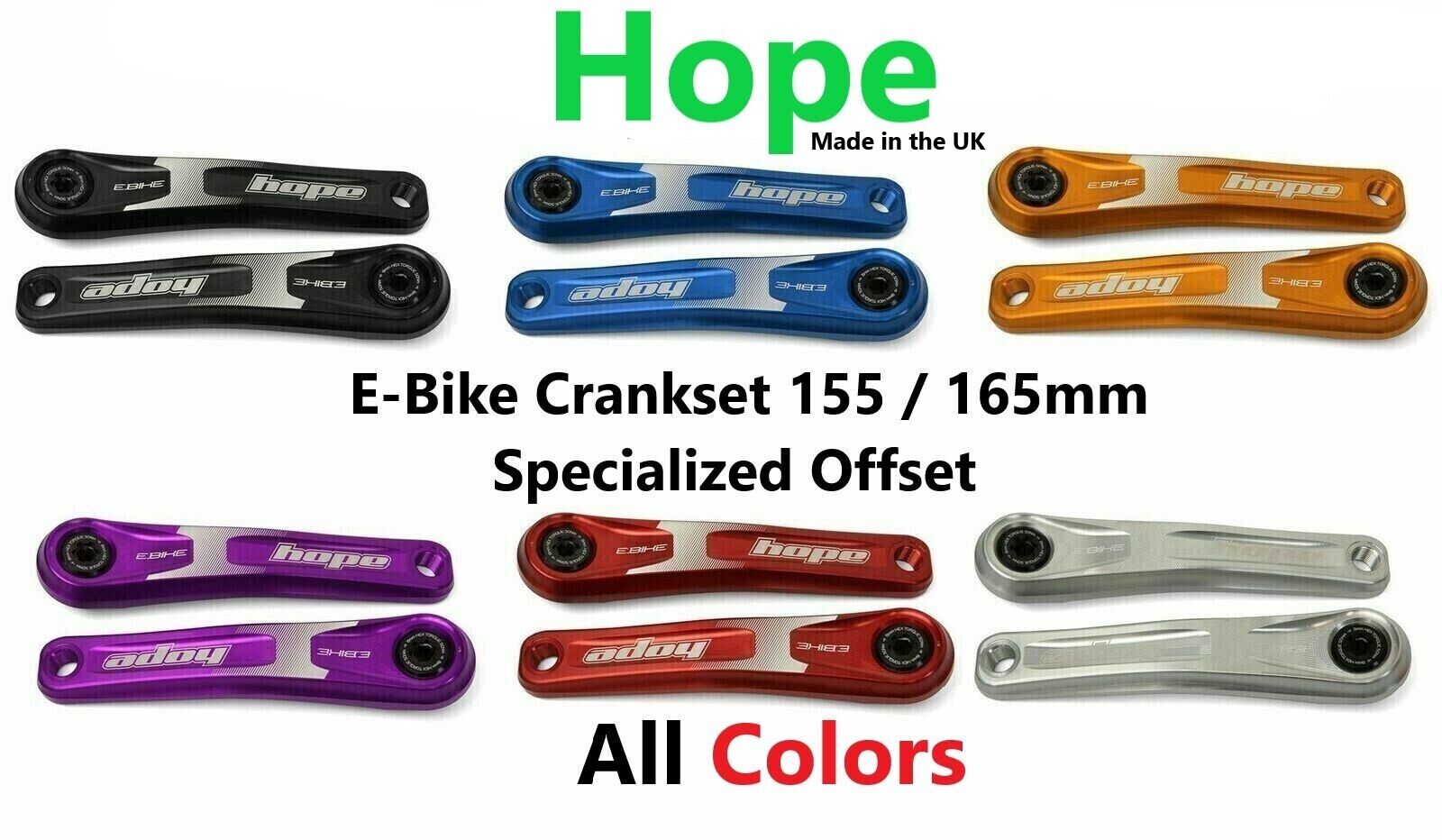 Hope Ebike Crankset 155mm / 165mm Specialized Offset All Colors (Brand New)