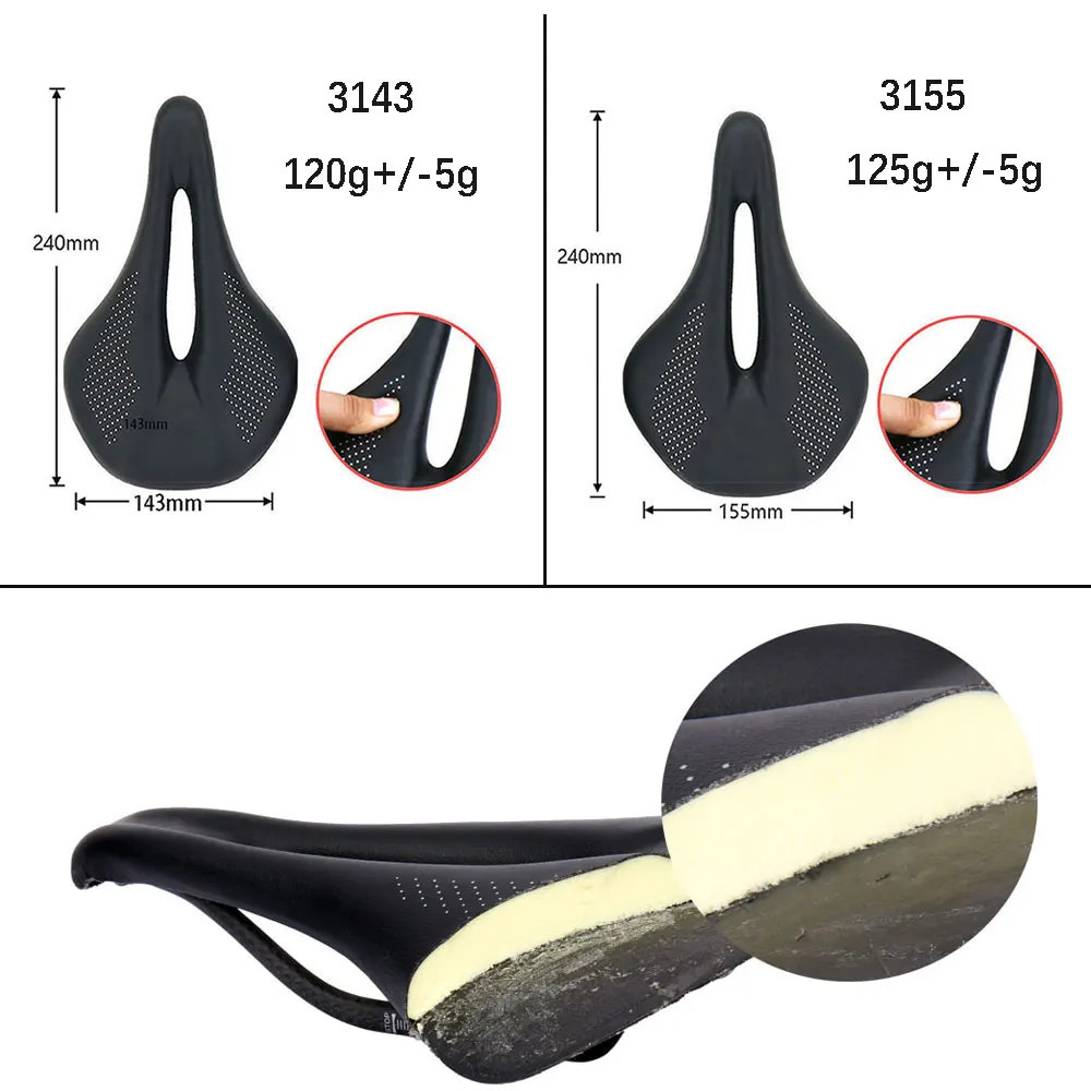 Super Light Carbon Saddle 240X143/155Mm 96G MTB Road Bike Leather Cushion Cyclin