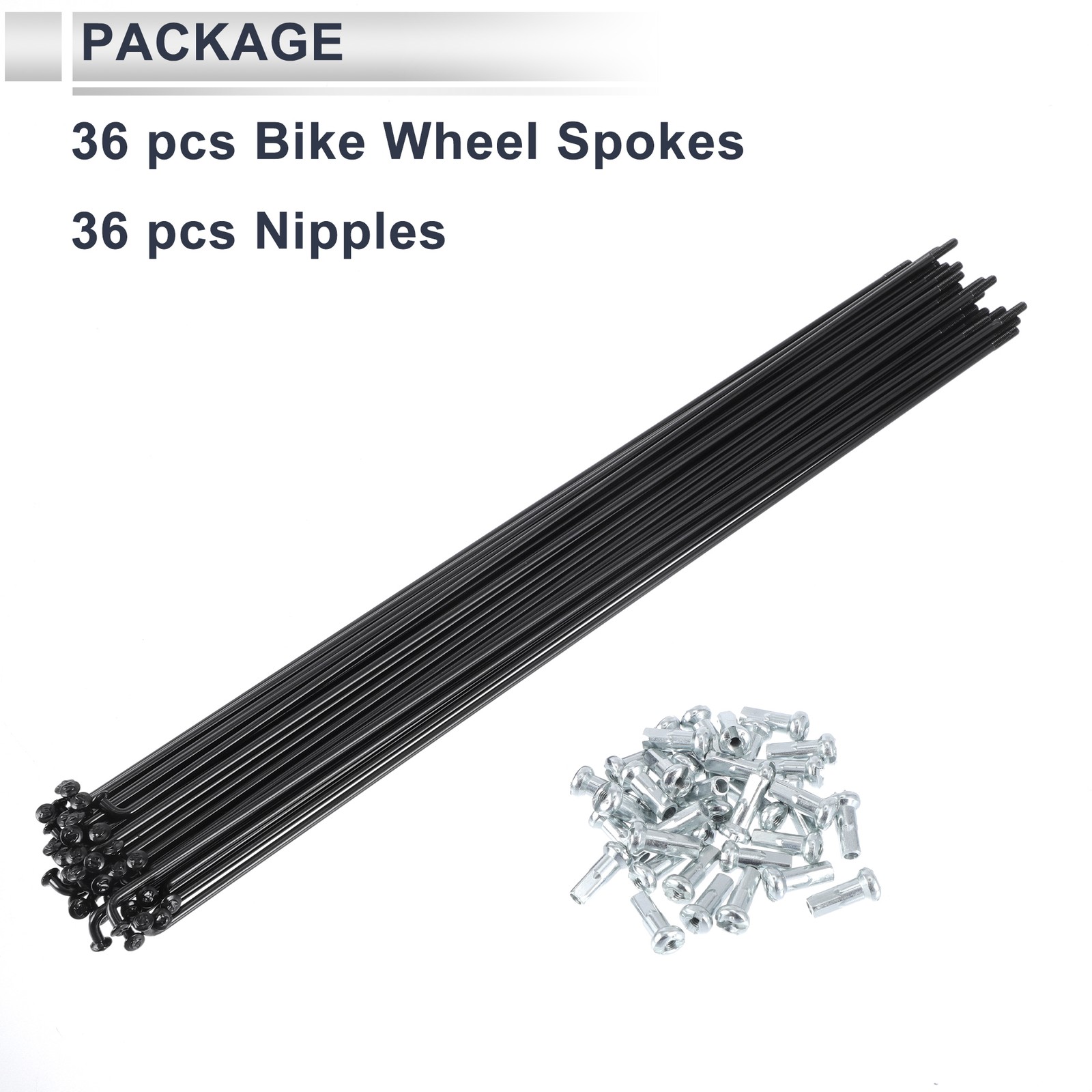 1 Set 13G 257mm Length Bicycle Spokes Nipple 45 Steel Black Universal