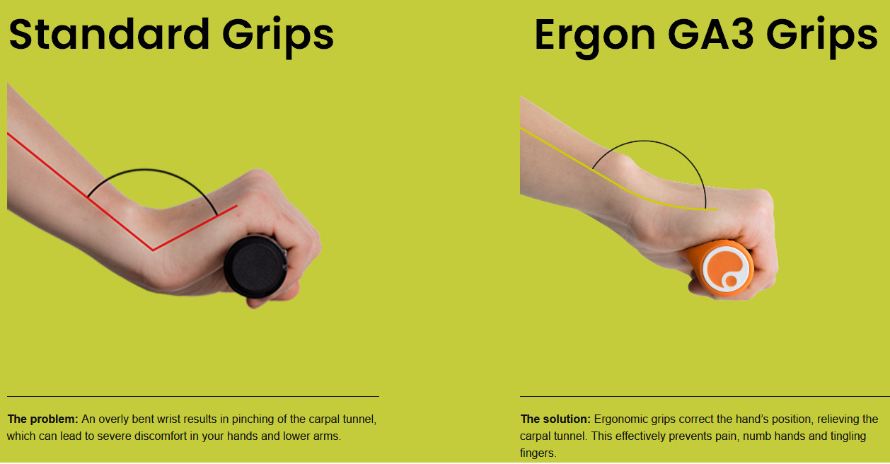 Ergon GA3 Gel Ergonomic Bike Lock-On MTB Grips Nerve Comfort Pick Size &Color