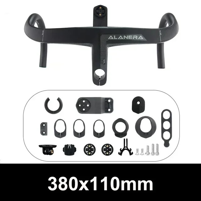 380-440mm Carbon Road Bike Internal Wiring Integrated Bar with Comput Holder