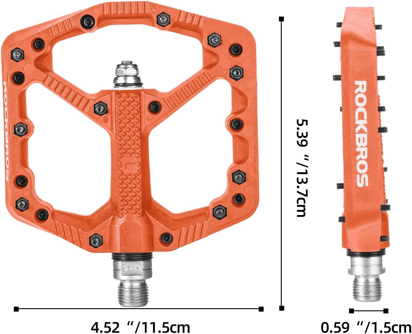 ROCKBROS Mountain Bike Pedals Nylon Composite Bearing 9/16″ Wide Platform Pedals